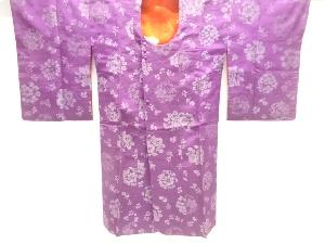 大正ロマン　花丸文織出しお召ロング道行コート